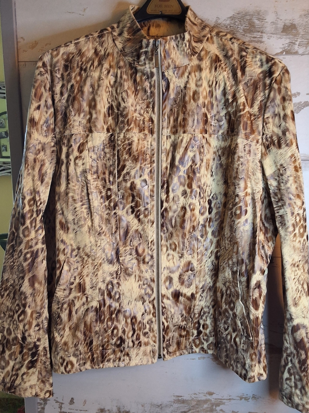 Toni Morgan Women's Brown Animal-Print Zip Front Jacket XL